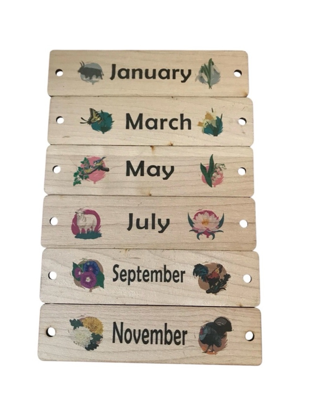 Wooden Perpetual Calendar - Natural Wood - Picture 3 of 10